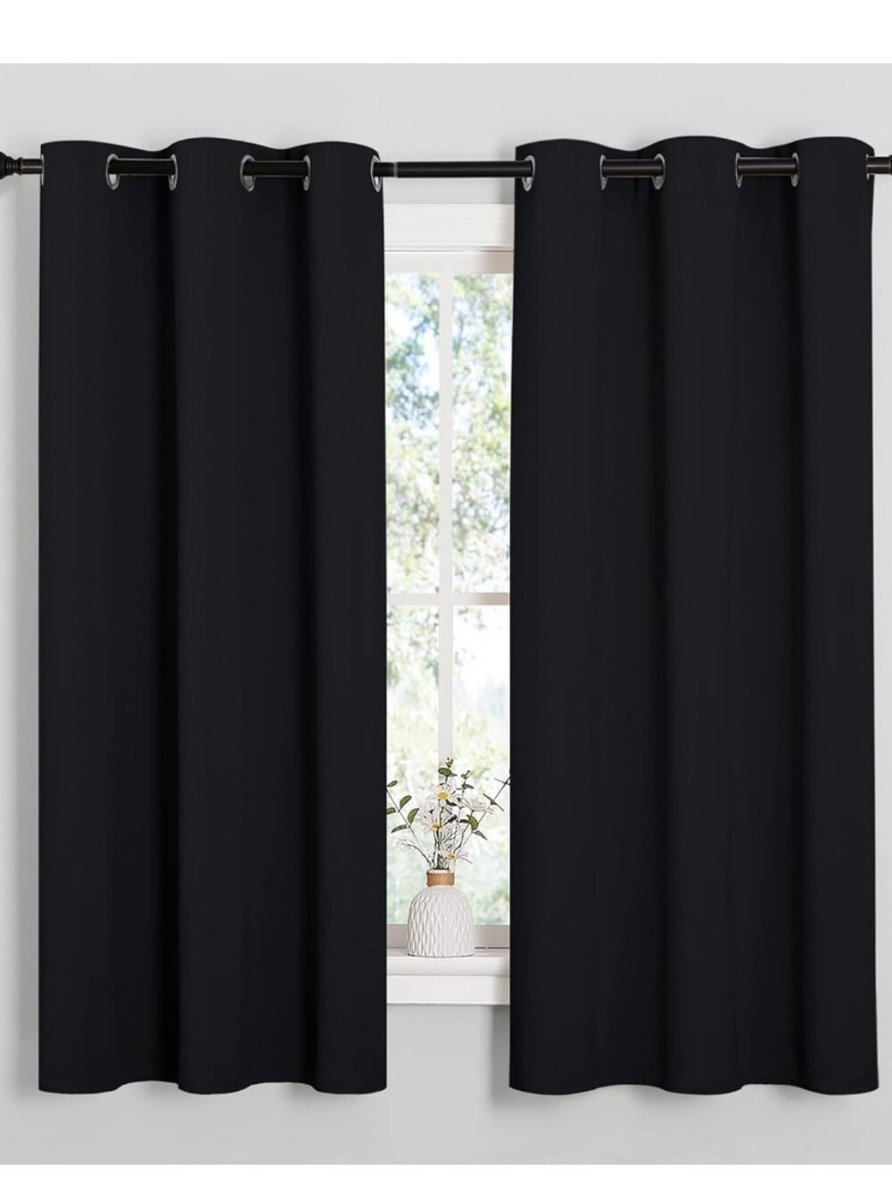 Premium Blackout Curtains 99% Light Blocking Grommet Window Panels (Black) 42x63